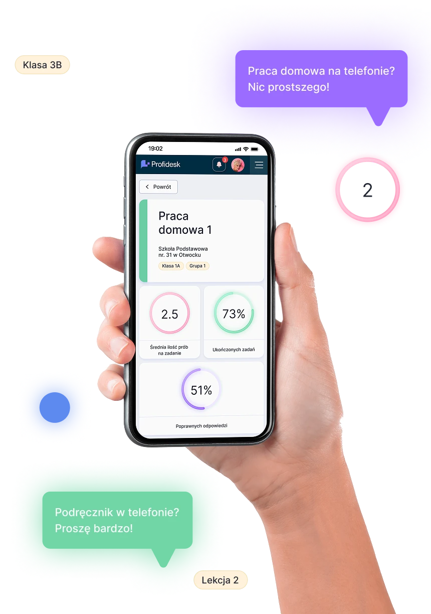 Mobile phone with Profidesk app open