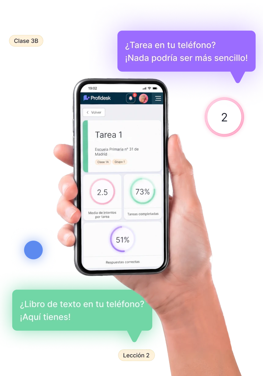 Mobile phone with Profidesk app open